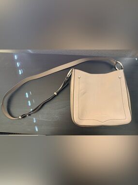 Rebecca Minkoff Taupe Leather Jody Feed Bag with Adjustable Strap Crossbody